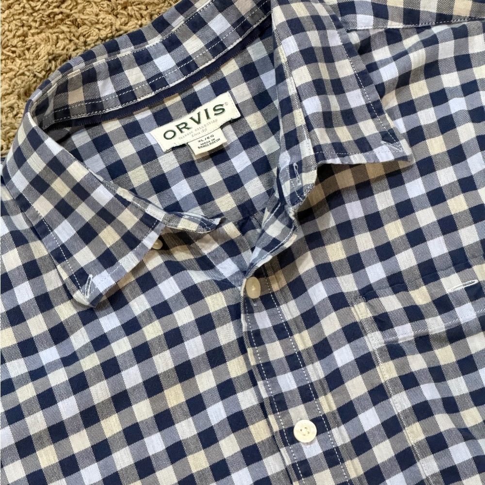 Orvis Men's Blue Plaid Shirt
